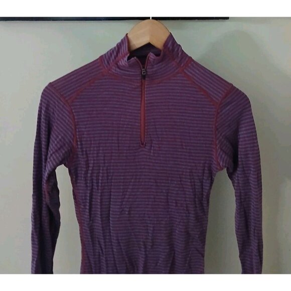 Ibex Woolies 150 Quarter Zip 100% Merino Wool Base Layer Top Size Medium Stripe - Picture 2 of 9